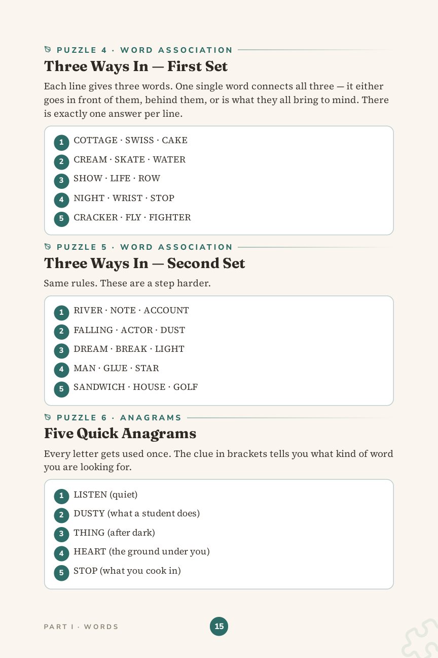 Part I — Words puzzles